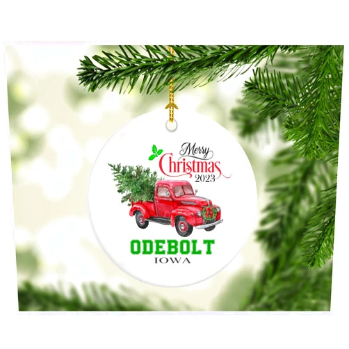 Gifts ideas Christmas Decoration Tree Merry Christmas 2023 Odebolt Iowa Ornament Funny Gift Xmas Holiday as a Family Pretty Rustic First Christmas in Our New Home MDF Plastic 3