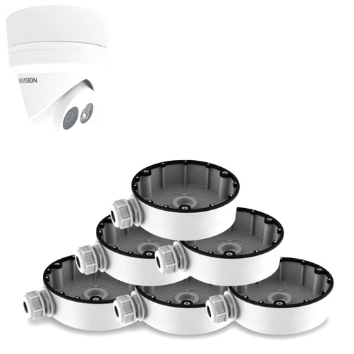 AmSecu White Junction Box/Mounting Base for Hikvision Turret Camera DS-2CD23x2 CB130T DS-1280ZJ-DM8 (6 Pack)