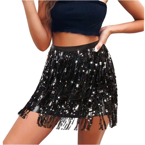 Seawhisper Sequin Fringe Skirt Festival Outfits for Women