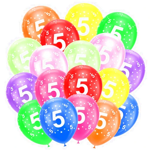 Ainiv 5th Birthday Balloons 18PCS, 12inch Numbers Printed Latex Party Balloons, 5th Anniversary Party Supplies Balloons, Numbers Balloons Decorations for Girls Boys 5 Year Old Birthday Party
