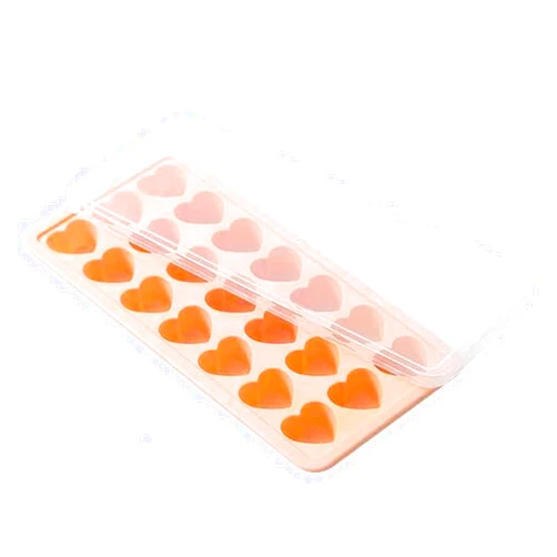 Fuukou Heart Shaped Ice Cube Trays - Silicone Heart Ice Cube Tray with Lid,Silicone Shaped Ice Cube Molds,Silicone Mini Heart Shape Ice Cube Mold,21 Holes,Easy to Remove,Easy to Clean,BPA Free