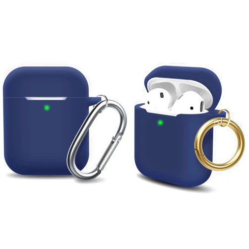 MOLOVA MOLOPPO Case Cover Compatible with AirPods, Soft Silicone Protective Cover with Keychain for Women Men Compatible with Apple AirPods 2nd 1st Generation Charging Case, Front LED Visible