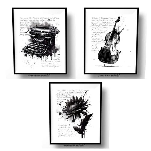 7Dots Art. Ink wall art series inspired by Wednesday and Edgar Po's Nevermore. Watercolor Ink Art Print, poster 8