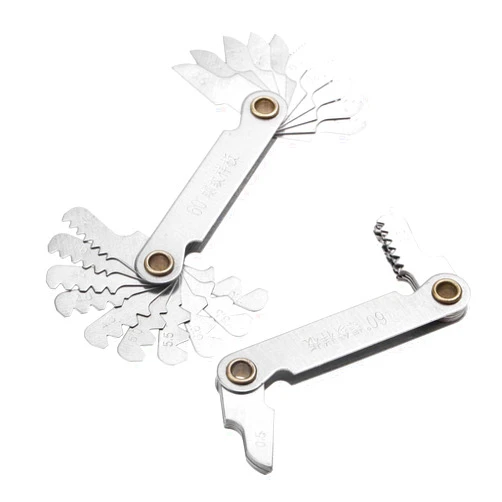 KATSUSO 2pcs 20 Blades Metric 60 Degree Screw Thread Pitch Measure Gage Gauge Dual Head Measuring Tools Measurement Instruments