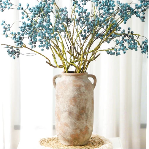 Vanselia Large Flower Vase Home Decor - 12 inch Tall Ceramic Farmhouse Rustic Table Vases with Handle Living Room Decoration Decorative Modern Vintage for Floor Kitchen Shelf Coffee Dining Desk Fireplace