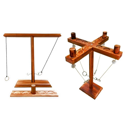 WeiDu77 Ring Hook Throwing Game, Wooden Hook and Ring Throwing Game for Party Outdoor Handmade Handheld Ring Hook Fast-Paced Family Interactive Game Toy