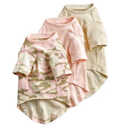 Pet passion Multipack 100% Organic Cotton Dog Short Sleeve T-Shirt Pet Tees for All Breeds, Camo-Pink, Medium