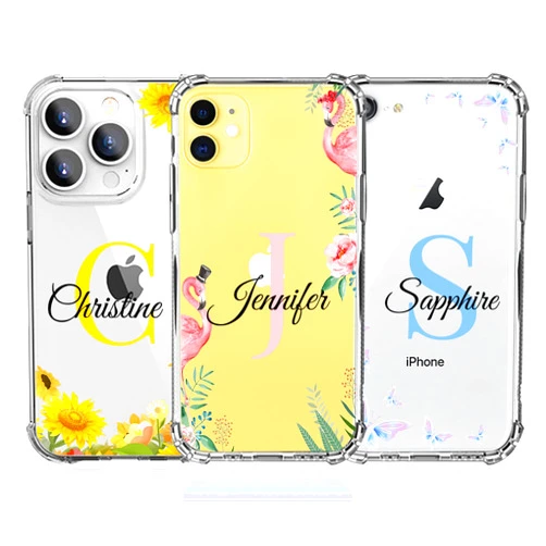 AnNengJing Custom Name Initial Crystal Clear Case Compatible with iPhone 15 14 13 12 11 Pro max mini Plus Xs Max XR 7 8 Plus SE Personalized Soft Shockproof Protective Transparent Case (Clear TPU)