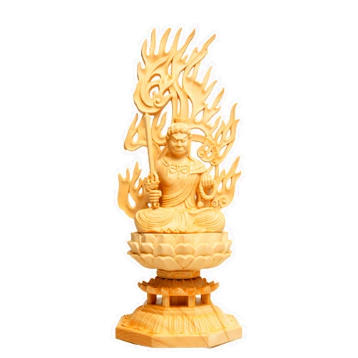 Generic Japanese Acala Fudo Myoo Statue, Handcrafted Wooden Carving, Immovable King Figurine, East Esoteric Solid Wood Sculpture for Home Decor, Spiritual Symbol, and Unique Gift