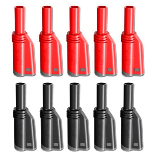 Goupchn 4mm Stackable Shrouded Banana Plugs Safety Fully Insulated Solderless Screw Fixation DIY Connectors Red Black