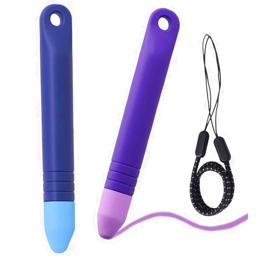 MEEAJA Kids Stylus Pens for Touch Screens with Tethers - Meeaja Anti-Rolling Tablet Stylus 2 Pack for Kids, Compatible with All Touch Screen Devices, iPad and Android Devices (Blue+Purple)