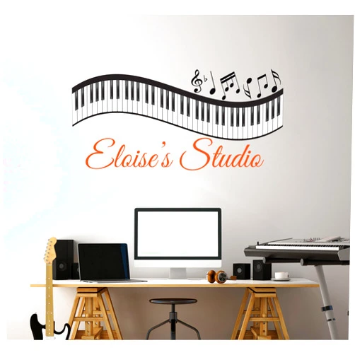 CuteDecals Custom Piano Music Notes Wall Decal - Musical Notes Wall Art Decal for Home Living Room or Bedroom Decoration (Wide 30 Inches x13 Inches Height)