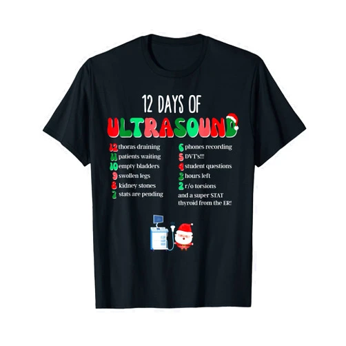 12 Days Of Ultrasound Tech Sonographer Christmas Women Men T-Shirt