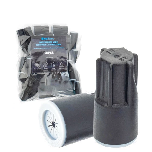 BlueStars 50 PCS Waterproof Wire Connectors AWG 12-22, 600V Outdoor Electrical Wire Connectors, Twist Nuts Caps Wire Caps for Sprinkler Led Landscape