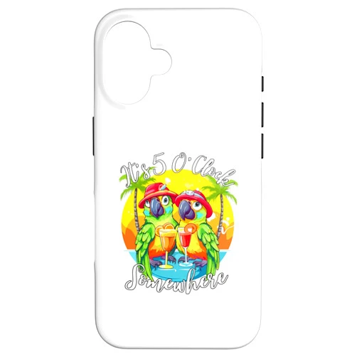 Parrots Summer Beach Couple Design It's 5 O’clock iPhone 16 It's 5 O’clock Somewhere Parrot Summer Beach Couple Design Case