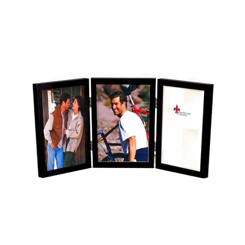 Lawrence Frames Hinged Triple Black Wood Picture Frame, Gallery Collection, 5 by 7-Inch