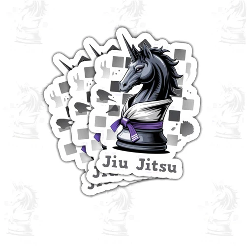 Vybonz (3 Pcs) Jiu Jitsu Chess Horse Purple Sticker – Strategic Grappling Quote with Knight Piece Design for Brazilian Jiu Jitsu Purple Belts, Fighters and Coaches for Laptop Water Bottle 3