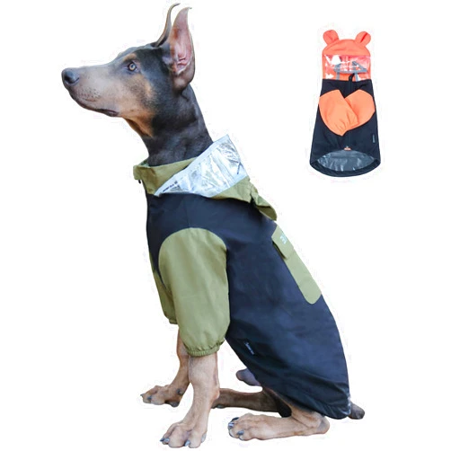 MAMORE Dog Raincoat with Legs and Clear Hood, Abdomen Waterproof, Reflective, Breathable and Adjustable Lightweight Dog Rain Jacket for Small Medium Large Dogs (Green&Black, S)