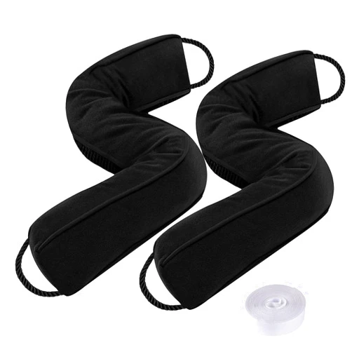 Sunolga 2 Packs 38 Inches 2.2LB Weighted Door Draft Stopper Filled with Glass Beads & Cotton, Removable Machine Washable Sound Proof Under Door Draft Blocker with Anti-Abrasion Bottom for Door, Black