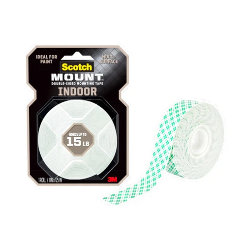 Scotch-Mount Indoor Double-Sided Mounting White Tape, 1 in x 125 in (10.4 ft), Features 3M Industrial Strength Adhesive, No Mess or Tools (314H-MED)