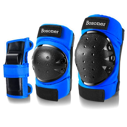 BOSONER Adult/Child Knee Pads Elbow Pads Guards Protective Gear Set for Cycling Bike Skateboarding Inline Roller Skating Bicycle Scooter, Wrist Guards Youth Kids Adults for Multi-Sports Outdoor