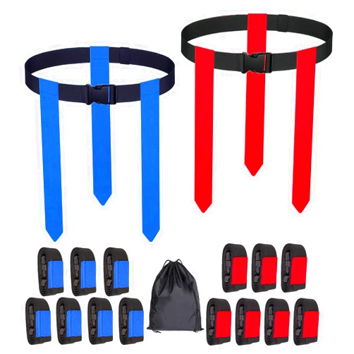 ECHOSAMEN 14 PCS Flag Football Belts, Premium Flag Football Set with Belt and Flags for Kids Youth and Adults Training Equipment Capture the Flag Rugby Football Flags for Fun Games.