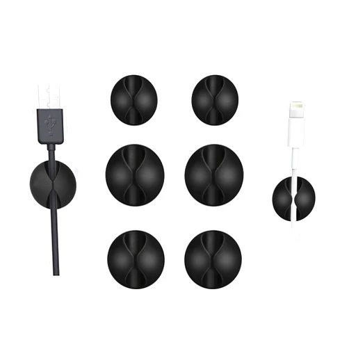 Good az Cable Wire cord clips Organizer Holder Clamp Self-Adhesive Cord Management System for Charging USB Network Headphone Cables for Car Desk Office Home (Pack of 6 Black silicone )
