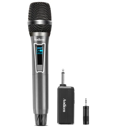 AODICEN Wireless Microphone,UHF Metal Handheld Dynamic Wireless Mics with Cycle Charging, for Karaoke, Party and Speech, 160ft, Black