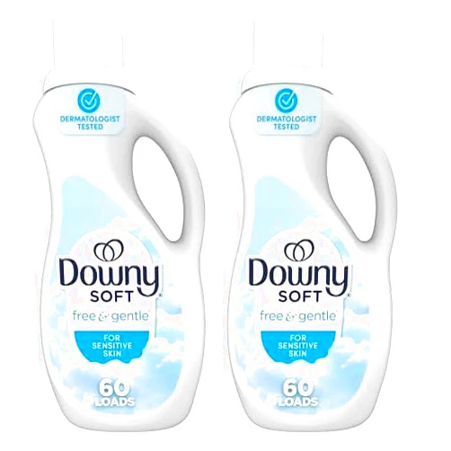 Downy Ultra Free & Gentle Laundry Liquid Fabric Softener (Fabric Conditioner), 44 oz, 60 Loads, Hypoallergenic (Pack of 2)
