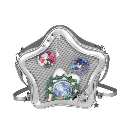 OXYPLAY Ita Bag Star Shaped Purse, PU Leather Aesthetic Cute Crossbody Purse, Kawaii Pin Display Clear Shoulder Bag (Bare Bag)
