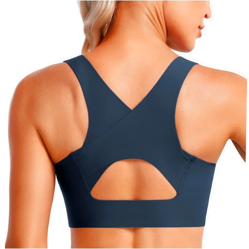 CRZ YOGA Womens Flex Sculpt Racerback Sports Bra - U Neck Medium Impact Padded Wireless Workout Gym Crop Top