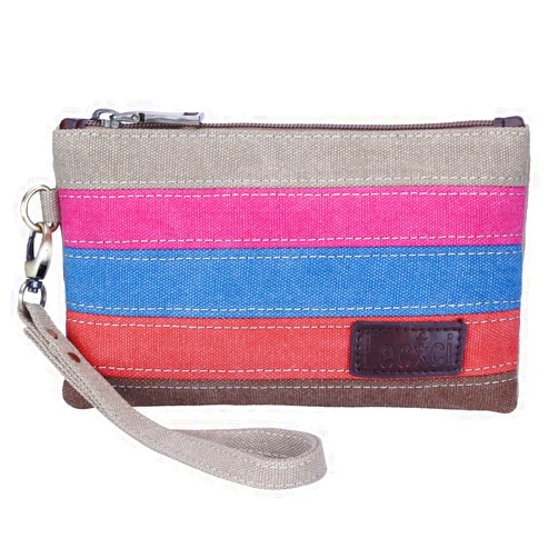 Lecxci Canvas Wristlets Bag Clutch Purses Wallet Slim Credit Card Holder Clutch with Removable Strap Cell Phone Wallet