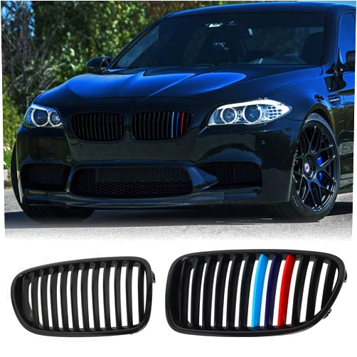BILLDIO F10 Grille，Front Kidney Grill M Color Grille Compatible 2010-2017 BMW 5 Series F10 F11 F18 Sedan 520i 528i 535d 535i 550i 520i,ABS Single Slat