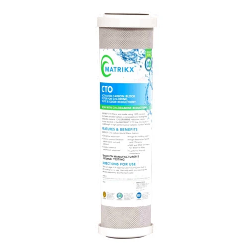 Matrikx 10 inch CTO Carbon Block Filter now with Chloramine Reduction, 2.5 inch x 10 inch, 32-250-10-MATRIKX, Gray
