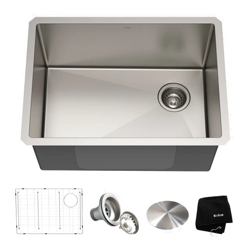 Kraus KHU111-25 Standart PRO 16 Gauge Undermount Single Bowl Stainless Steel Kitchen Sink, 25 Inch