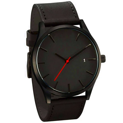 LsvtrUS Popular Low-Key Men's Quartz Wristwatch Minimalist Connotation Leather Watch (Black)