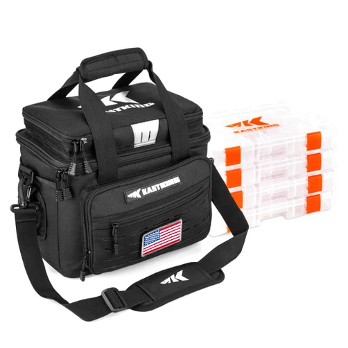 KastKing Karryall Fishing Tackle Bags with 4 * 3600 Tackle Trays - Saltwater & Freshwater Fishing Gear Storage