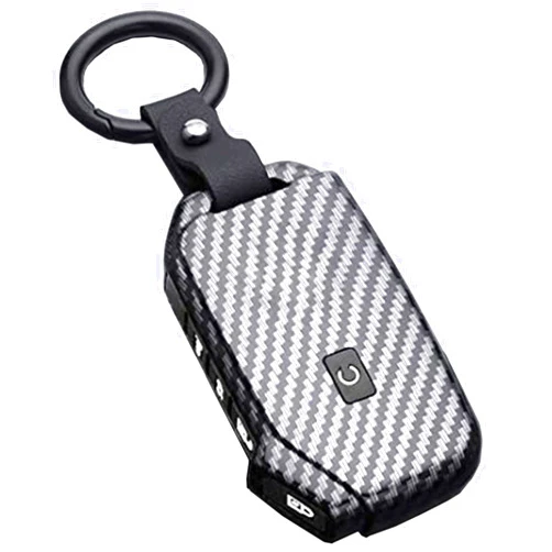 Muxkenper Key Fob Cover Case for Kia Ceed Cerato Forte NIRO Seltos Sorento Soul Sportage K5 5 Buttons Keyless Entry Remote Case Holder ABS Carbon Fiber Pattern (5 Buttons, Black)