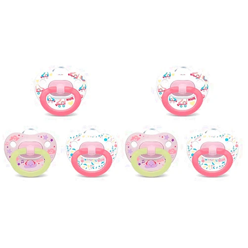 NUK Orthodontic Pacifier Value Pack, Girl, 6-18 Months,3 Count (Pack of 2)