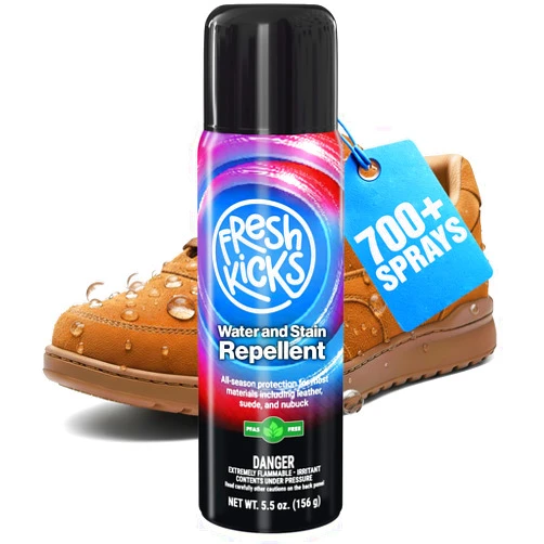 FRESH KICKS Shoe Protector Spray – Shields Against Stains, Water & Dirt – Heavy-Duty Waterproof Spray for Shoes & Boots – Safe for Suede, Leather, Nubuck, Sneakers – Dries Fast, No Discoloration