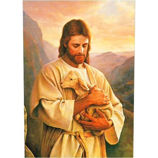 F-CANLAN Round Full Drill Diamond Painting Set, 5D DIY Shepherd Jesus Diamond Art Kits Jesus Diamond Art Painting by Numbers for Adult Beginner Diamond Painting with Gem Room Decor (12X16 inches)