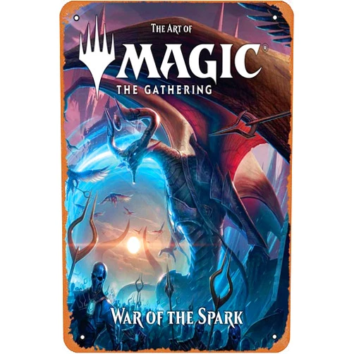 Cloxks The Art of Magic: The Gathering - War of The Spark Retro Metal Tin Sign Vintage Room Decor Poster for Home Coffee Bar Wall Art Decor 8x12 Inch
