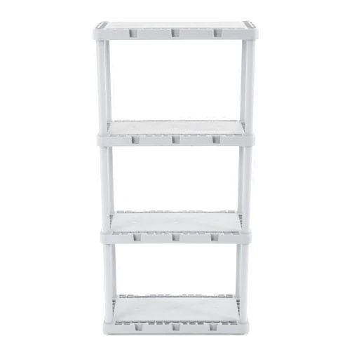 Gracious Living 4 Shelf Knect-A-Shelf Ventilated Light Duty Storage Unit Organizer System for Home, Garage, Basement, and Laundry, Gray.