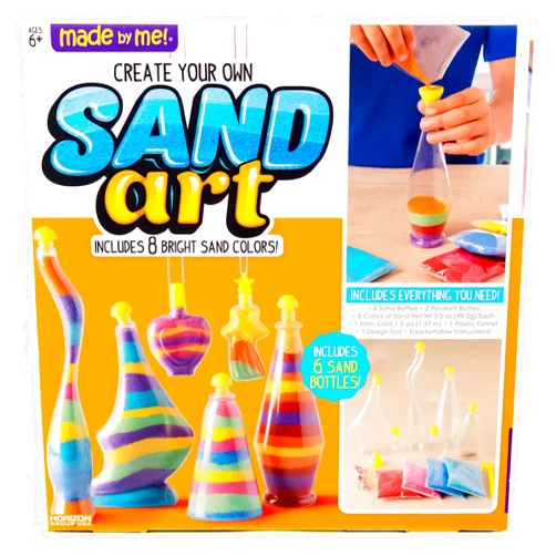 Made By Me Create Your Own Sand Art, 4 Sand Bottles & 2 Pendent Bottles with 8 Bright Sand Colors, Designing Tool & More, Great Staycation or Birthday Party Activity for Kids Ages 6, 7, 8, 9