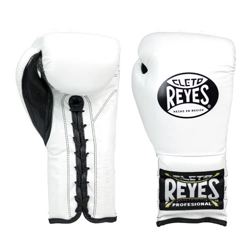 CLETO REYES Traditional Professional Boxing Gloves with Laces for Training, Sparring and Heavy Punching Bags for Men and Women, MMA, Kickboxing, Muay Thai, 12oz, White