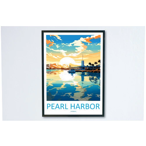 Custom Pearl Harbor Travel Poster Wall Art Pearl Harbor Wall Hanging Home Décor Pearl Harbor Print Art Lovers Hawaii Art Lover Print Print Artwork,96