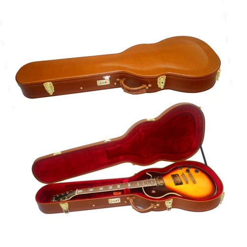 CAPRIFUL Wooden Hard-Shell Protective Carrying Case for KLP Style Electric Guitar with Lock Latch Padding Brown