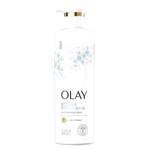 Olay Soothing Moisturizing Body Wash for Sensitive Skin with Vitamin B3 Complex and Oat Extract, 17.9 fl oz