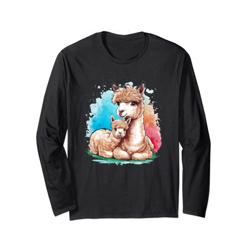 Funny Alpaca Llama Gift Funny Cool Cute Llama Mom For Llama lovers Colorful Art Llama Long Sleeve T-Shirt