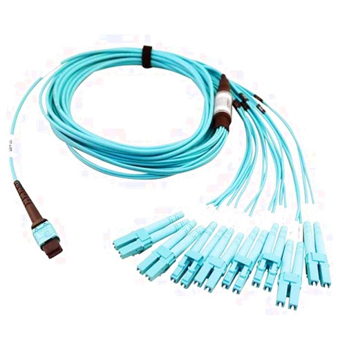 Tripp Lite 400GB Ethernet Fiber Optic Cable, Multimode 50/125 OM4 Breakout Cable, Plenum Rated, 24F MTP/MPO-PC to 8X LC Duplex (F/M), 5m, Aqua (N846D-05M-24CAQ)